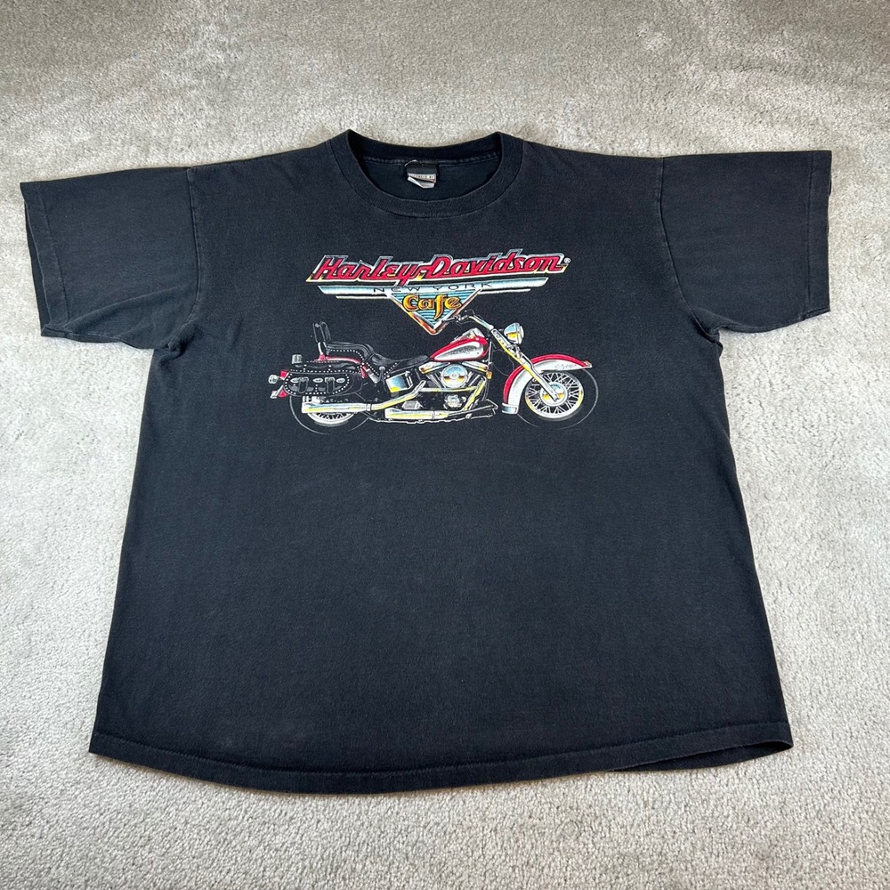 Vintage Harley-Davidson Cafe T-Shirt Mens Large Black New York Graphic Tee USA